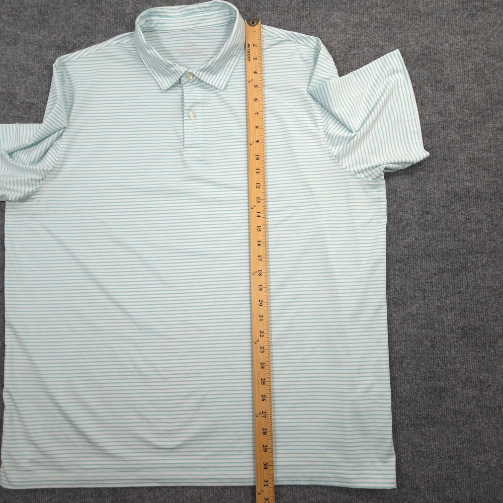 Vineyard Vines Performance Polo Shirt Mens XXL Light Blue Striped Golf Preppy - Picture 6 of 8